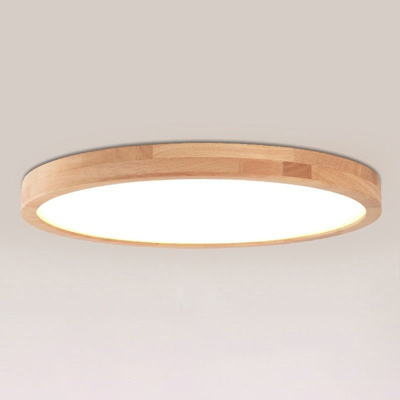 Wood Disc Shaped Flush Light Nordic LED Flush Mount Ceiling Lighting Fixture for Foyer Wood Clearhalo 'Ceiling Lights' 'Close To Ceiling Lights' 'Close to ceiling' 'Flush mount' Lighting' 2461400