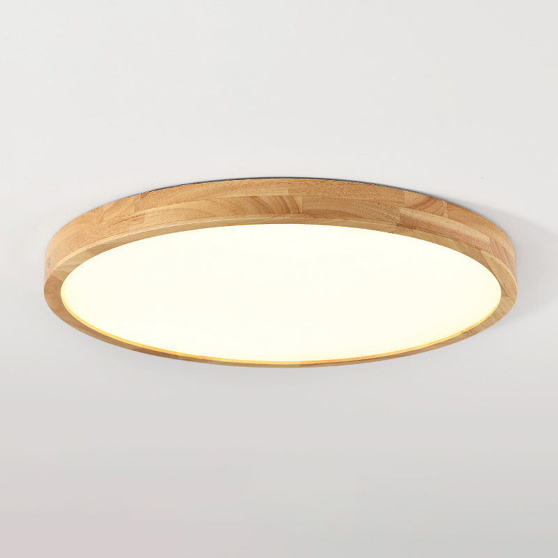 Wood Disc Shaped Flush Light Nordic LED Flush Mount Ceiling Lighting Fixture for Foyer Clearhalo 'Ceiling Lights' 'Close To Ceiling Lights' 'Close to ceiling' 'Flush mount' Lighting' 2461401