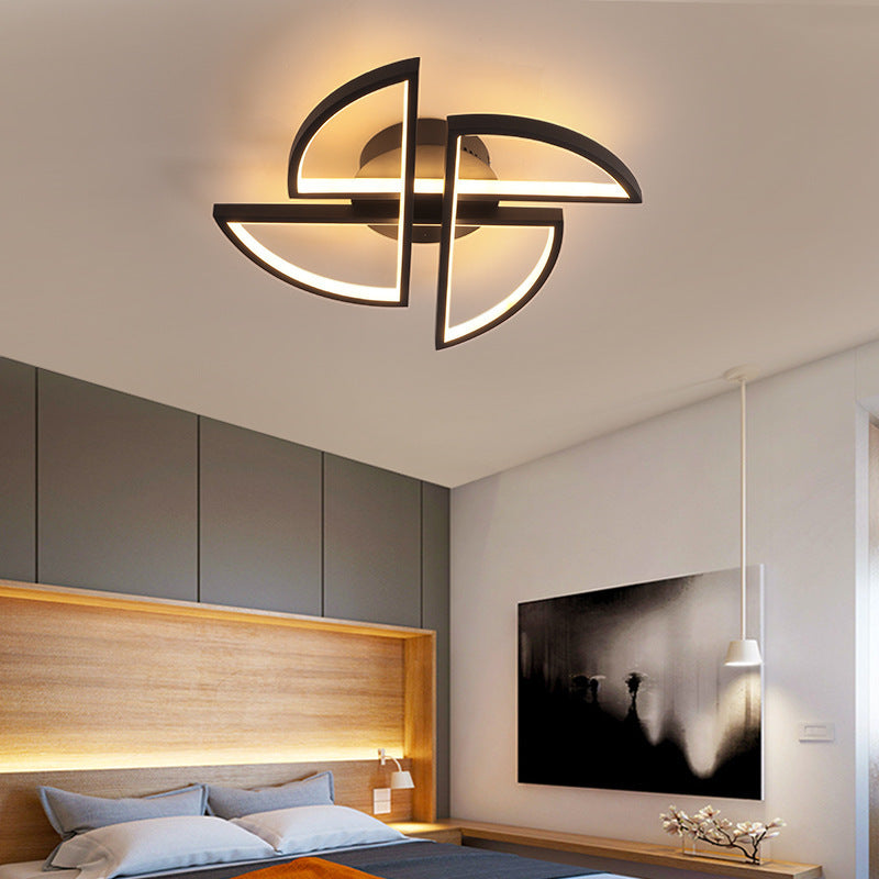 Black Pinwheel Shaped Flush Mount Ceiling Fixture Minimalist LED Acrylic Flush Light for Living Room Black Warm Clearhalo 'Ceiling Lights' 'Close To Ceiling Lights' 'Close to ceiling' 'Flush mount' Lighting' 2461407