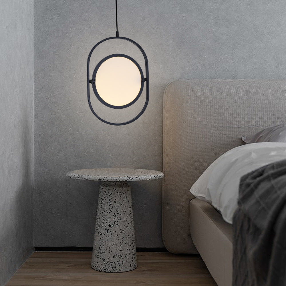 Oblong Bedside LED Pendant Lamp Acrylic Minimalistic Hanging Light Fixture in Black Clearhalo 'Ceiling Lights' 'Modern Pendants' 'Modern' 'Pendant Lights' 'Pendants' Lighting' 2461499