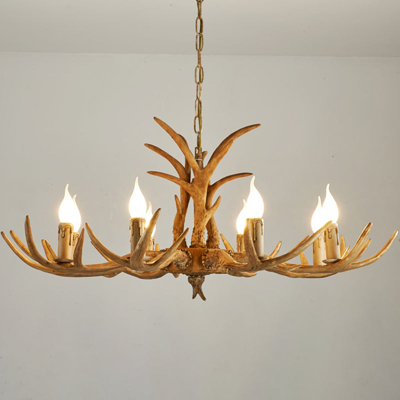 Bare Tree Branch Pendant Lamp Farmhouse Resin Chandelier Light Fixture for Restaurant 8 Brown Clearhalo 'Ceiling Lights' 'Chandeliers' Lighting' 2461562