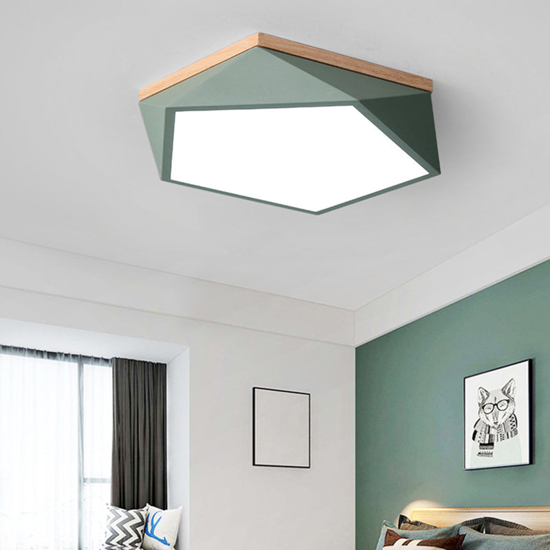 Pentagon Bedroom Ceiling Flush Mount Light Metal Minimalist Flush Mount Led Light Green Clearhalo 'Ceiling Lights' 'Close To Ceiling Lights' 'Close to ceiling' 'Flush mount' Lighting' 2461599