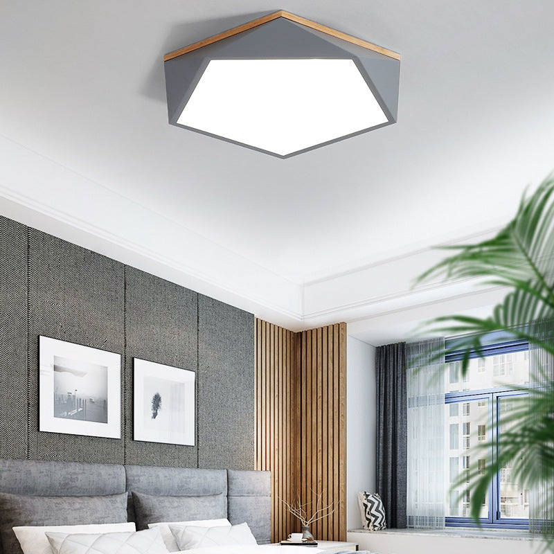 Pentagon Bedroom Ceiling Flush Mount Light Metal Minimalist Flush Mount Led Light Grey Clearhalo 'Ceiling Lights' 'Close To Ceiling Lights' 'Close to ceiling' 'Flush mount' Lighting' 2461600