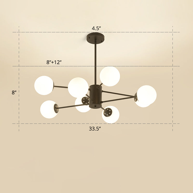 Opal Glass Radial Chandelier Postmodern Style Pendant Light Fixture for Living Room Clearhalo 'Ceiling Lights' 'Chandeliers' 'Close To Ceiling Lights' 'Glass shade' 'Glass' 'Modern Chandeliers' 'Modern' Lighting' 2461678