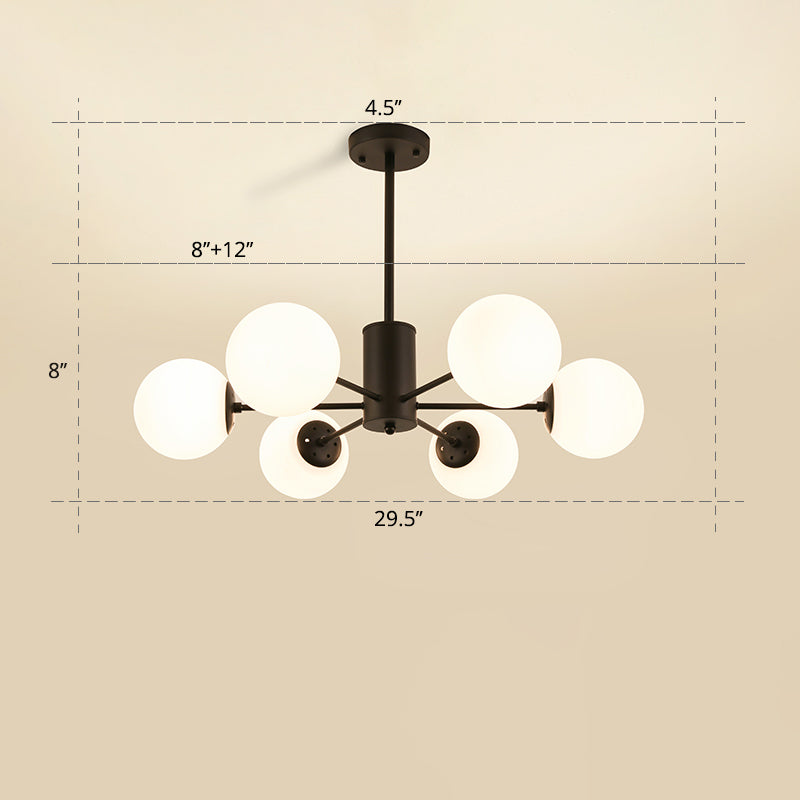 Opal Glass Radial Chandelier Postmodern Style Pendant Light Fixture for Living Room Clearhalo 'Ceiling Lights' 'Chandeliers' 'Close To Ceiling Lights' 'Glass shade' 'Glass' 'Modern Chandeliers' 'Modern' Lighting' 2461679