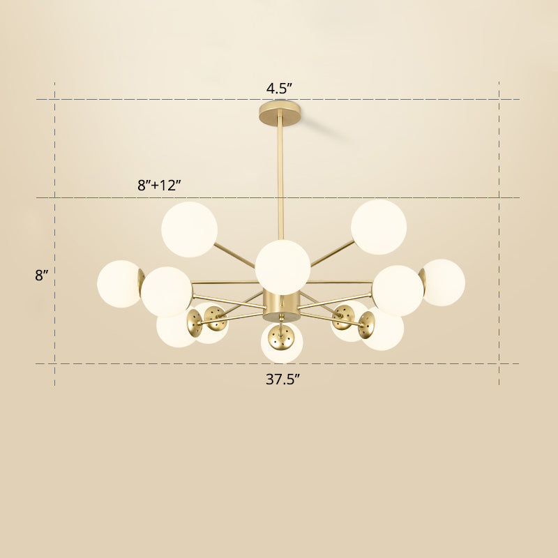 Opal Glass Radial Chandelier Postmodern Style Pendant Light Fixture for Living Room Clearhalo 'Ceiling Lights' 'Chandeliers' 'Close To Ceiling Lights' 'Glass shade' 'Glass' 'Modern Chandeliers' 'Modern' Lighting' 2461683