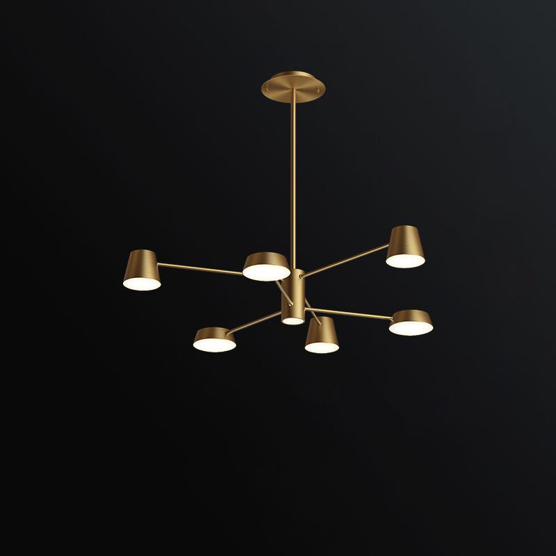 Conical Living Room Chandelier Metal Postmodern LED Suspension Pendant Light in Brass 6 Brass Clearhalo 'Ceiling Lights' 'Chandeliers' 'Modern Chandeliers' 'Modern' Lighting' 2461762