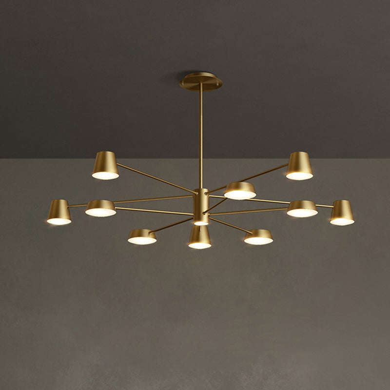 Conical Living Room Chandelier Metal Postmodern LED Suspension Pendant Light in Brass Clearhalo 'Ceiling Lights' 'Chandeliers' 'Modern Chandeliers' 'Modern' Lighting' 2461765