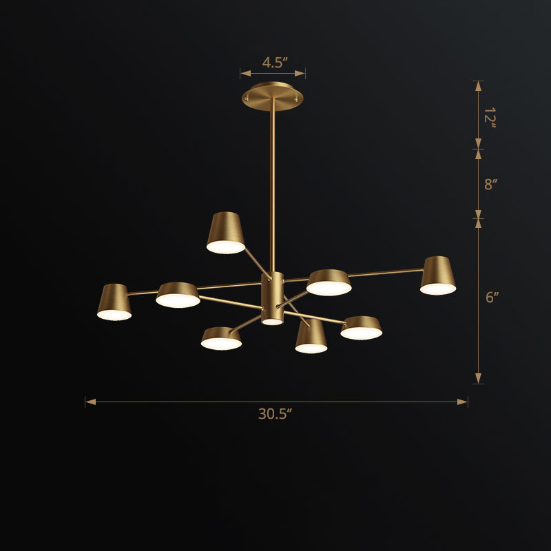 Conical Living Room Chandelier Metal Postmodern LED Suspension Pendant Light in Brass Clearhalo 'Ceiling Lights' 'Chandeliers' 'Modern Chandeliers' 'Modern' Lighting' 2461767