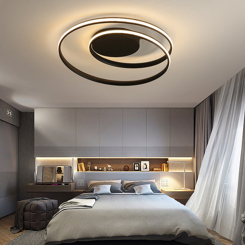 Aluminum Seamless Curve Flushmount Simple LED Flush Mount Ceiling Light for Bedroom Black Clearhalo 'Ceiling Lights' 'Close To Ceiling Lights' 'Close to ceiling' 'Flush mount' Lighting' 2461788