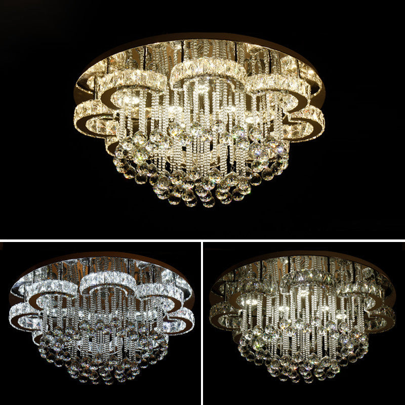 Clear Crystal Flower Ceiling Light Contemporary Chrome LED Flush Light Fixture for Living Room Clearhalo 'Ceiling Lights' 'Close To Ceiling Lights' 'Close to ceiling' 'Flush mount' Lighting' 2461901