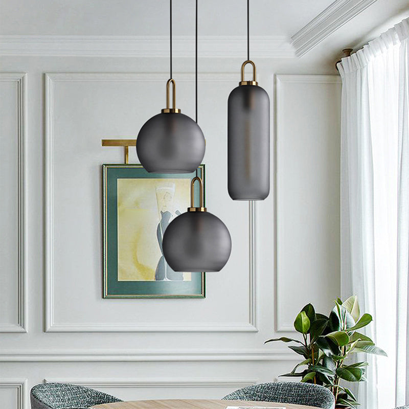 1 Head Dining Room Ceiling Light Fixture Minimalist Pendant Light with Globe Glass Shade Clearhalo 'Ceiling Lights' 'Close To Ceiling Lights' 'Glass shade' 'Glass' 'Modern Pendants' 'Modern' 'Pendant Lights' 'Pendants' Lighting' 2461935