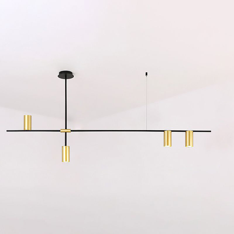 Postmodern Cross Arm Chandelier Metal Living Room Spotlight Hanging Light in Black and Gold 4 Gold Clearhalo 'Ceiling Lights' 'Chandeliers' 'Modern Chandeliers' 'Modern' Lighting' 2461962