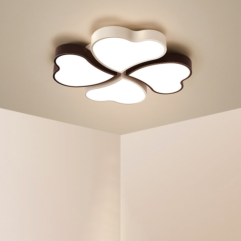 Clover Shaped Foyer LED Ceiling Lamp Acrylic Nordic Style Flush Mount Light Fixture Black-White Loving Heart Clearhalo 'Ceiling Lights' 'Close To Ceiling Lights' 'Close to ceiling' 'Flush mount' Lighting' 2462080