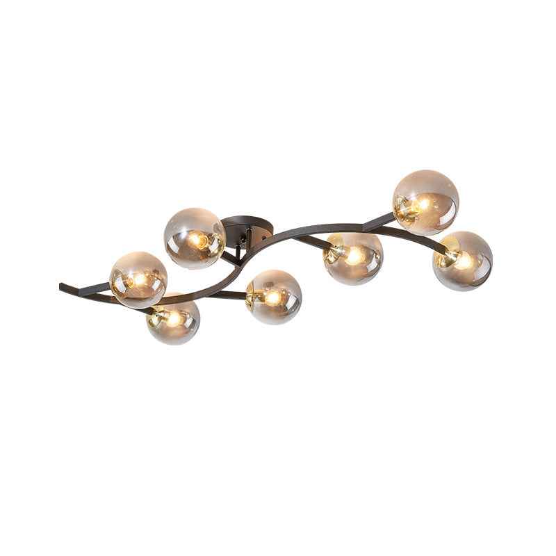 Branch Semi Flush Mount Lighting Postmodern Ball Glass Ceiling Light for Living Room Clearhalo 'Ceiling Lights' 'Close To Ceiling Lights' 'Close to ceiling' 'Glass shade' 'Glass' 'Semi-flushmount' Lighting' 2462096