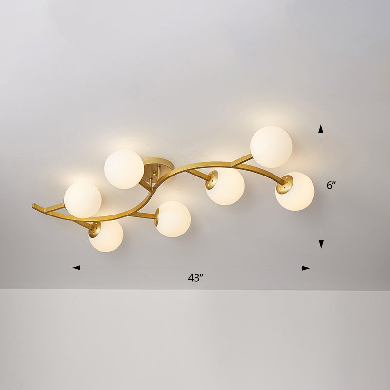 Branch Semi Flush Mount Lighting Postmodern Ball Glass Ceiling Light for Living Room Clearhalo 'Ceiling Lights' 'Close To Ceiling Lights' 'Close to ceiling' 'Glass shade' 'Glass' 'Semi-flushmount' Lighting' 2462097