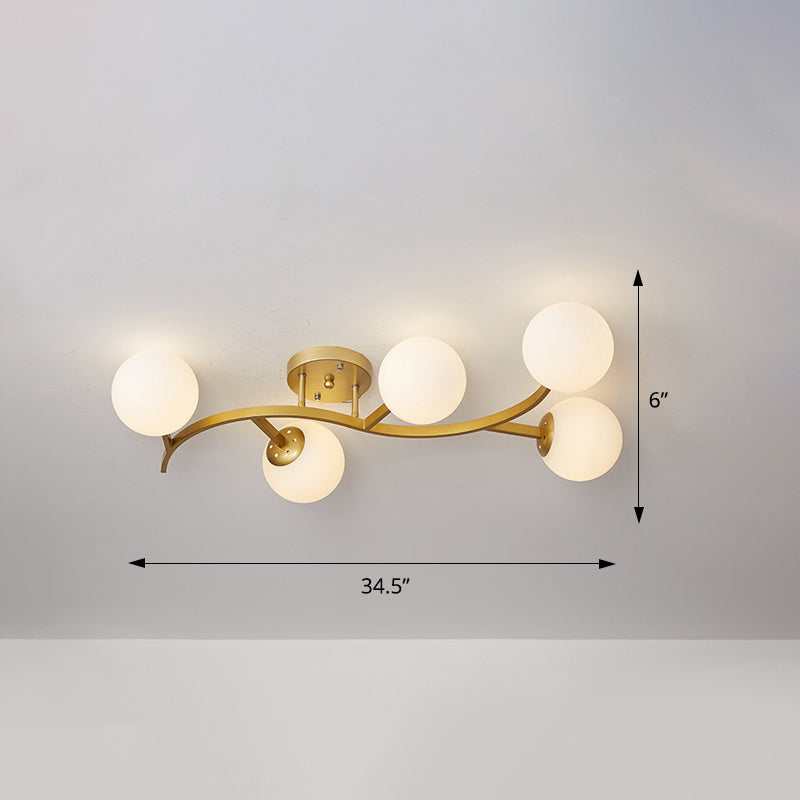 Branch Semi Flush Mount Lighting Postmodern Ball Glass Ceiling Light for Living Room Clearhalo 'Ceiling Lights' 'Close To Ceiling Lights' 'Close to ceiling' 'Glass shade' 'Glass' 'Semi-flushmount' Lighting' 2462123