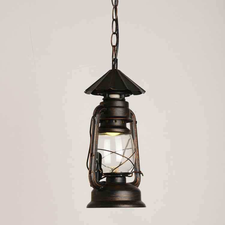 Nautical Kerosene Lantern Pendant Light Single-Bulb Clear Glass Hanging Lamp for Corridor Clearhalo 'Art Deco Pendants' 'Black' 'Cast Iron' 'Ceiling Lights' 'Ceramic' 'Crystal' 'Industrial Pendants' 'Industrial' 'Metal' 'Middle Century Pendants' 'Pendant Lights' 'Pendants' 'Rustic Pendants' 'Tiffany' Lighting' 2462241