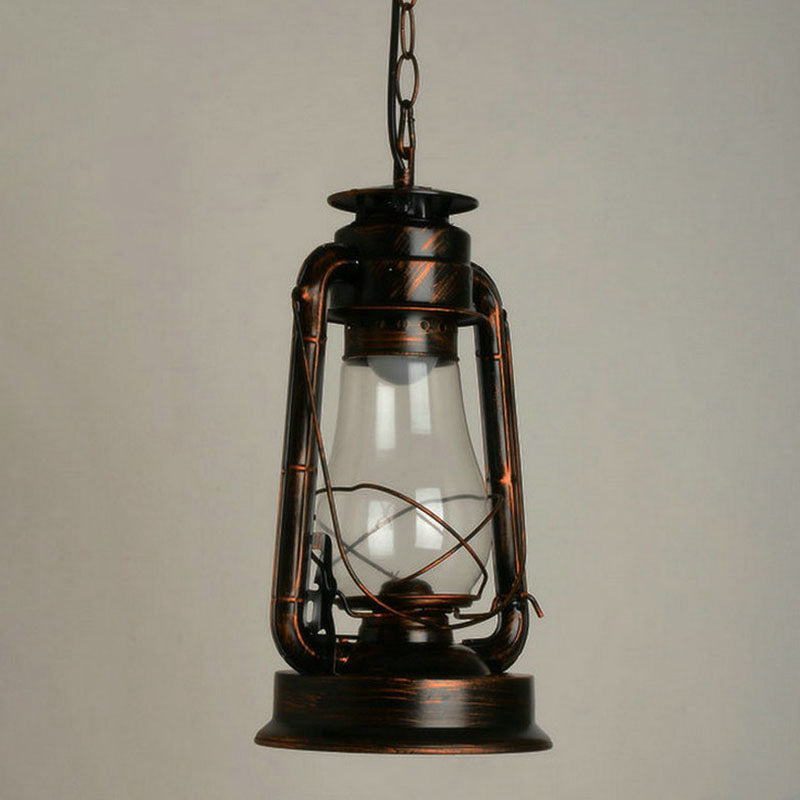 Nautical Kerosene Lantern Pendant Light Single-Bulb Clear Glass Hanging Lamp for Corridor Copper Novelty Clearhalo 'Art Deco Pendants' 'Black' 'Cast Iron' 'Ceiling Lights' 'Ceramic' 'Crystal' 'Industrial Pendants' 'Industrial' 'Metal' 'Middle Century Pendants' 'Pendant Lights' 'Pendants' 'Rustic Pendants' 'Tiffany' Lighting' 2462247