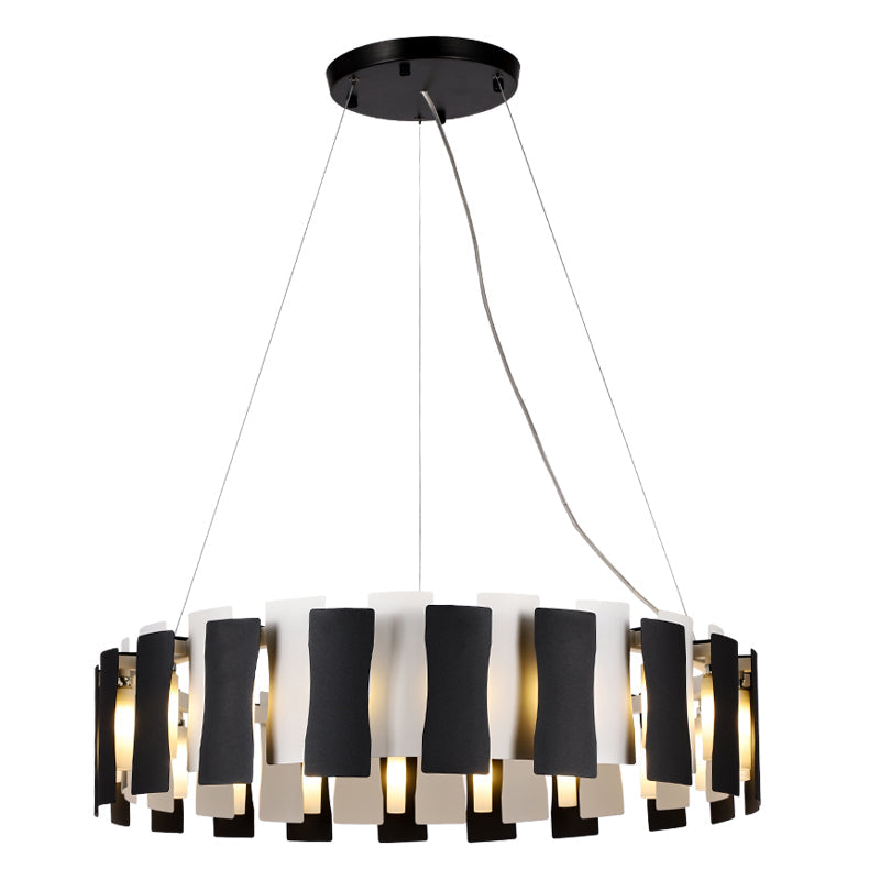 Black and White Circular Chandelier Postmodern Creative Metal Pendant Light for Living Room Black Clearhalo 'Ceiling Lights' 'Chandeliers' 'Modern Chandeliers' 'Modern' Lighting' 2462257