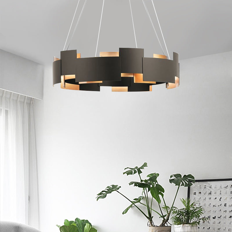 Splicing Metal Pendant Chandelier Postmodern Black and Gold Inner Suspension Light Clearhalo 'Ceiling Lights' 'Chandeliers' 'Modern Chandeliers' 'Modern' Lighting' 2462485