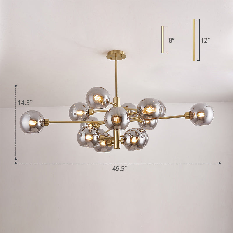 Postmodern Sputnik Chandelier Light Fixture Glass Living Room Hanging Ceiling Light Clearhalo 'Ceiling Lights' 'Chandeliers' 'Glass shade' 'Glass' 'Modern Chandeliers' 'Modern' Lighting' 2462625