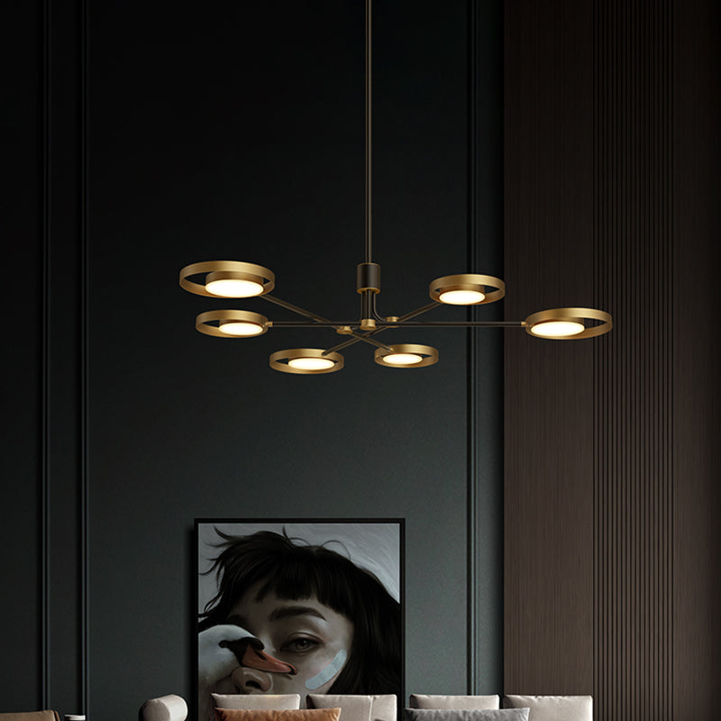 Brass Molecular Hanging Lamp Postmodern LED Metal Chandelier Light with Acrylic Diffuser Clearhalo 'Ceiling Lights' 'Chandeliers' 'Modern Chandeliers' 'Modern' Lighting' 2462786