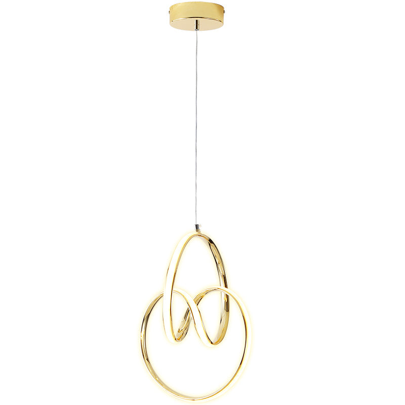 Interlocking Metal Chandelier Lamp Art Deco Gold Finish LED Suspension Lamp for Restaurant Gold Clearhalo 'Ceiling Lights' 'Chandeliers' Lighting' 2462798