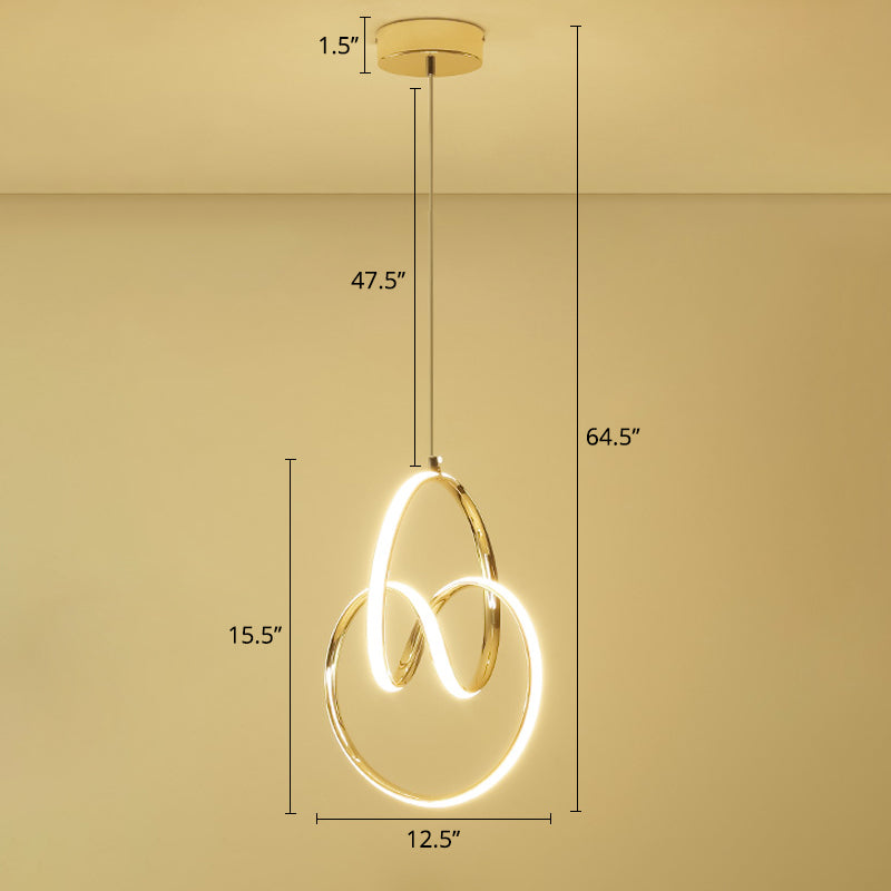 Interlocking Metal Chandelier Lamp Art Deco Gold Finish LED Suspension Lamp for Restaurant Clearhalo 'Ceiling Lights' 'Chandeliers' Lighting' 2462799