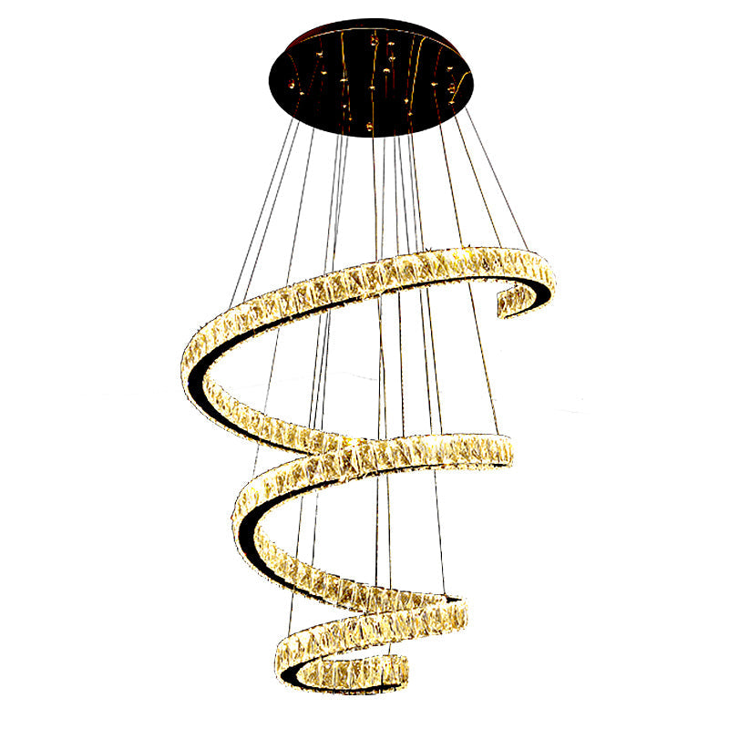 Crystal Inlaid Spiral Chandelier Pendant Light Simplicity Stainless Steel LED Suspension Light Stainless-Steel 31.5