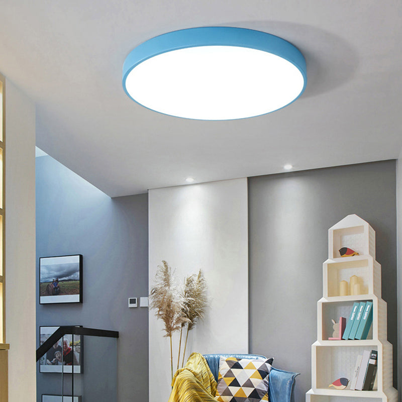 Ultrathin Round Flush Light Fixture Macaron Metal Child Room LED Ceiling Mount Light Clearhalo 'Ceiling Lights' 'Close To Ceiling Lights' 'Close to ceiling' 'Flush mount' Lighting' 2463072