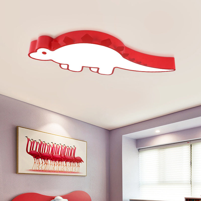 Cartoon Dinosaur Flushmount Ceiling Lamp Metal Kids Room LED Flush-Mount Light Fixture Red Clearhalo 'Ceiling Lights' 'Close To Ceiling Lights' 'Close to ceiling' 'Flush mount' Lighting' 2463228