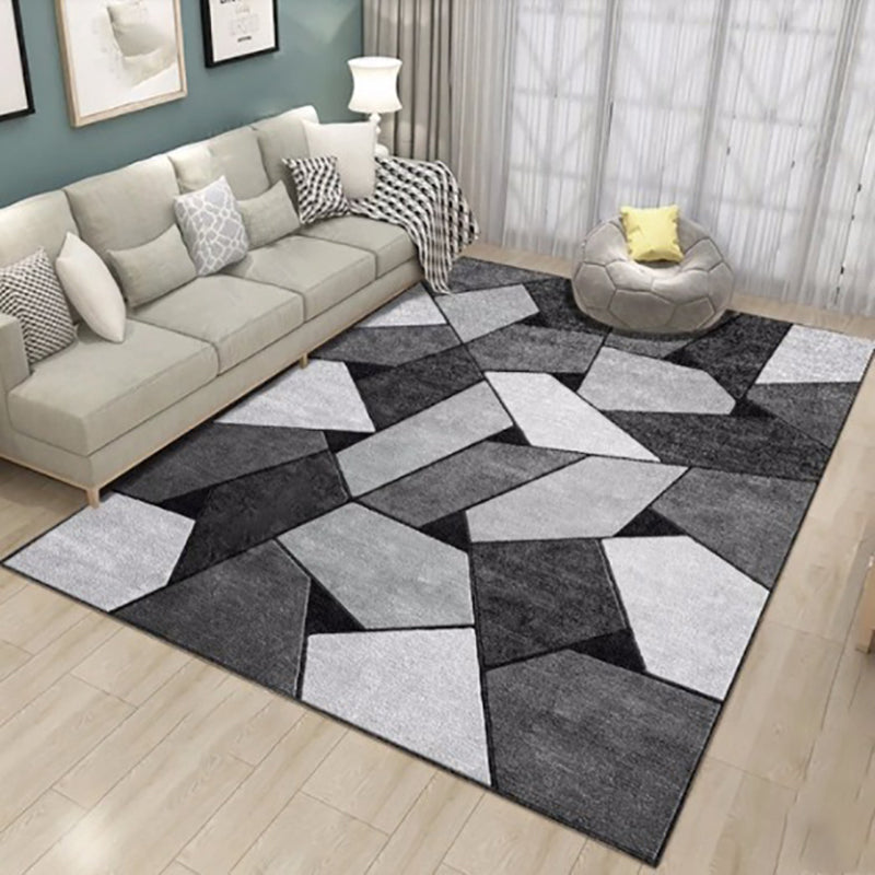 Nordic Living Room Rug Multicolored Geometric Printed Indoor Rug Anti-Slip Backing Pet Friendly Area Carpet Dark Gray Clearhalo 'Area Rug' 'Modern' 'Rugs' Rug' 2463284