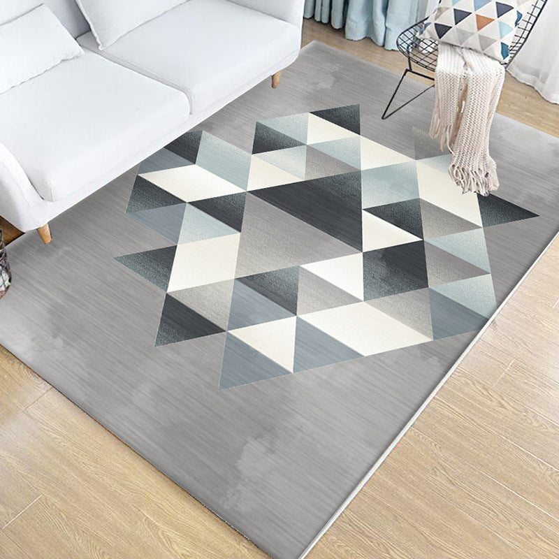 Multi Colored Bedroom Rug Novelty Geo Printed Indoor Rug Polypropylene Anti-Slip Pet Friendly Area Carpet Grey Clearhalo 'Area Rug' 'Modern' 'Rugs' Rug' 2463424