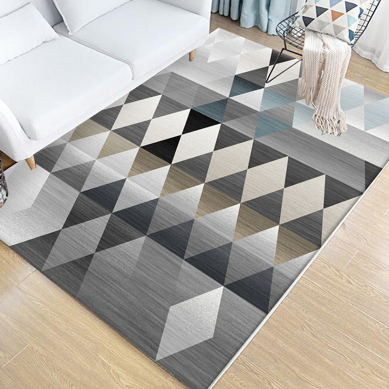 Multi Colored Bedroom Rug Novelty Geo Printed Indoor Rug Polypropylene Anti-Slip Pet Friendly Area Carpet Gray-Khaki Clearhalo 'Area Rug' 'Modern' 'Rugs' Rug' 2463425