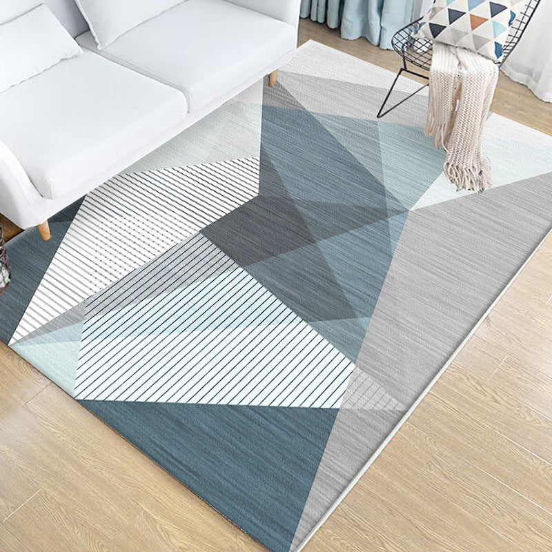 Multi Colored Bedroom Rug Novelty Geo Printed Indoor Rug Polypropylene Anti-Slip Pet Friendly Area Carpet Gray Blue Clearhalo 'Area Rug' 'Modern' 'Rugs' Rug' 2463428