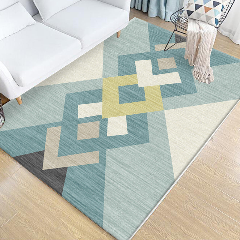 Multi Colored Bedroom Rug Novelty Geo Printed Indoor Rug Polypropylene Anti-Slip Pet Friendly Area Carpet Blue Clearhalo 'Area Rug' 'Modern' 'Rugs' Rug' 2463430