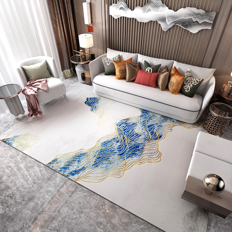 Multi Colored Simple Rug Polyster Abstract Pattern Indoor Rug Non-Slip Backing Stain-Resistant Carpet for Parlor Blue-White Clearhalo 'Area Rug' 'Modern' 'Rugs' Rug' 2463803