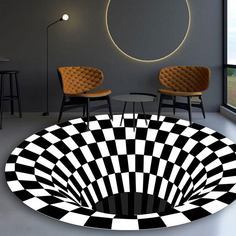 Multicolored Scandinavian Rug Polypropylene 3D Print Area Carpet Anti-Slip Backing Machine Washable Indoor Rug for Bedroom Matte Black Clearhalo 'Area Rug' 'Rug' 2463839