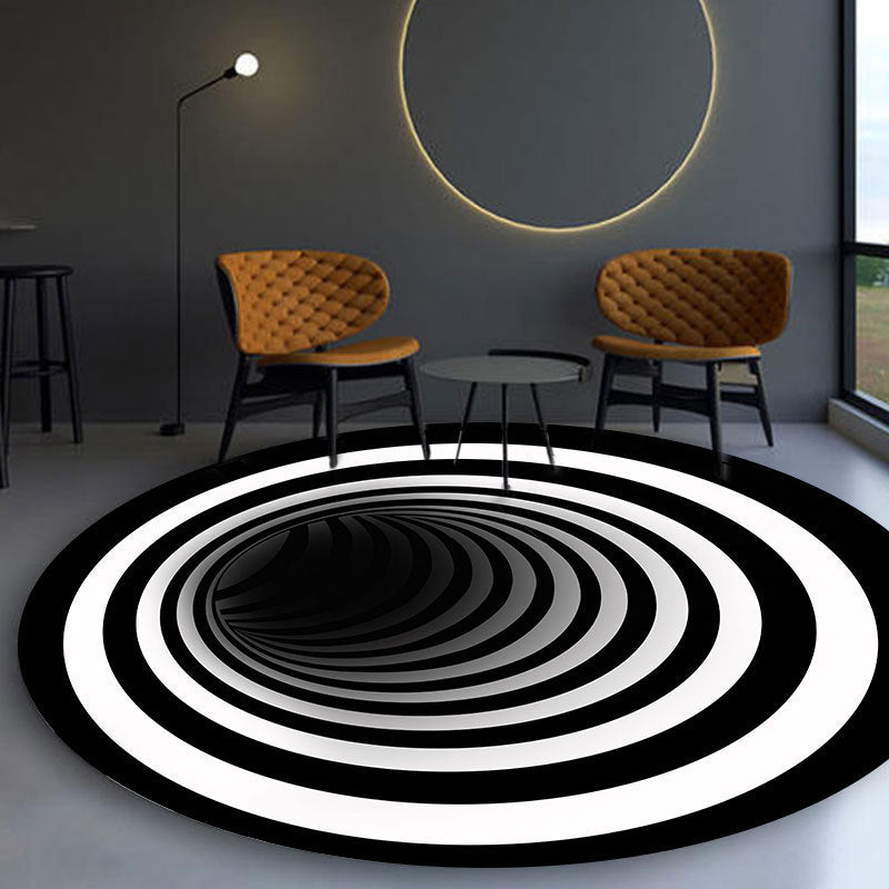 Multicolored Scandinavian Rug Polypropylene 3D Print Area Carpet Anti-Slip Backing Machine Washable Indoor Rug for Bedroom White-Black Clearhalo 'Area Rug' 'Rug' 2463840