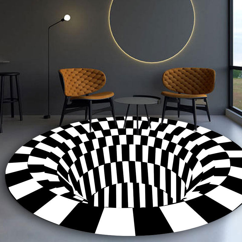 Multicolored Scandinavian Rug Polypropylene 3D Print Area Carpet Anti-Slip Backing Machine Washable Indoor Rug for Bedroom Gloss Black Clearhalo 'Area Rug' 'Rug' 2463841