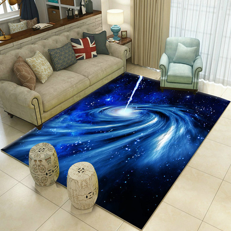 Multicolor Novelty Rug Polypropylene Space Ship Print Area Carpet Non-Slip Stain-Resistant Indoor Rug for Living Room Blue Clearhalo 'Area Rug' 'Rug' 2463898