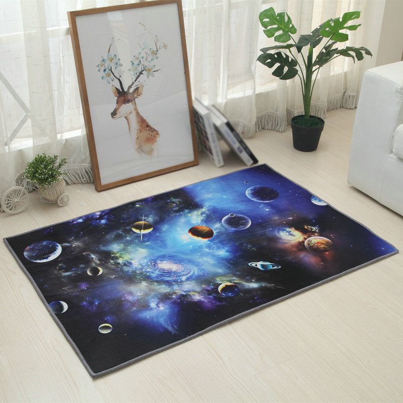 Multicolor Novelty Rug Polypropylene Space Ship Print Area Carpet Non-Slip Stain-Resistant Indoor Rug for Living Room Lake Blue Clearhalo 'Area Rug' 'Rug' 2463899