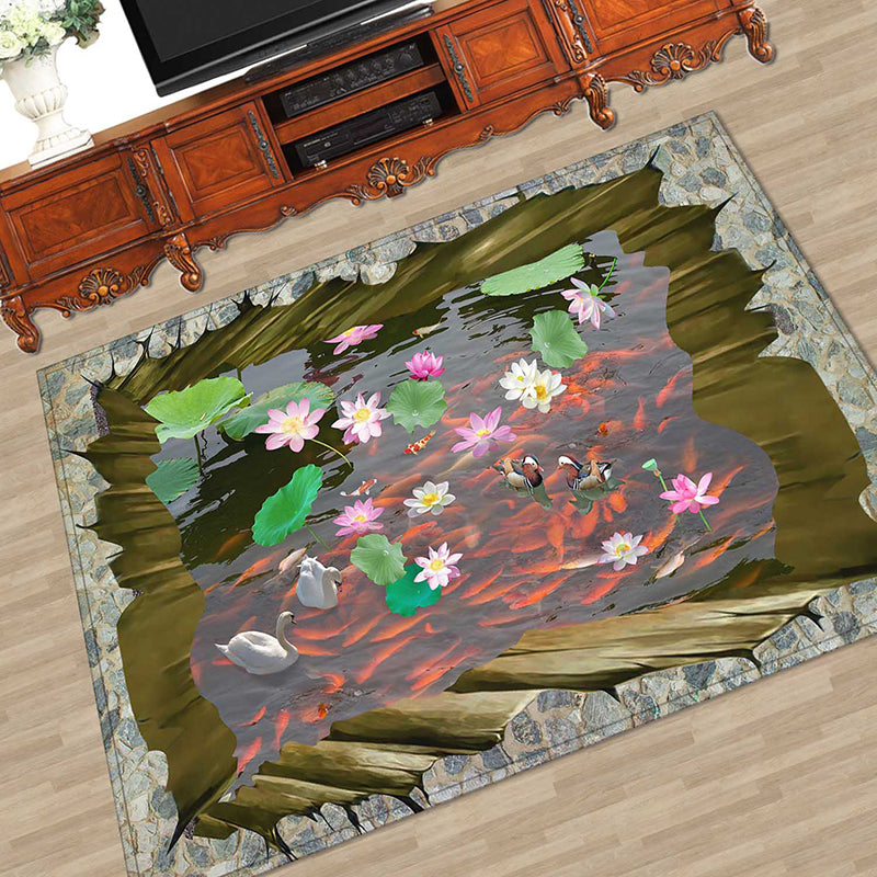 Multi Color Natural Rug Polypropylene Animal Printed Area Carpet Non-Slip Backing Stain-Resistant Indoor Rug for Living Room Clearhalo 'Area Rug' 'Rug' 2463902