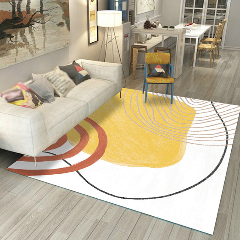 Multi Color Hand Print Rug Synthetics Scandinavian Area Carpet Non-Slip Pet Friendly Indoor Rug for Living Room Yellow Clearhalo 'Area Rug' 'Rug' 2463934