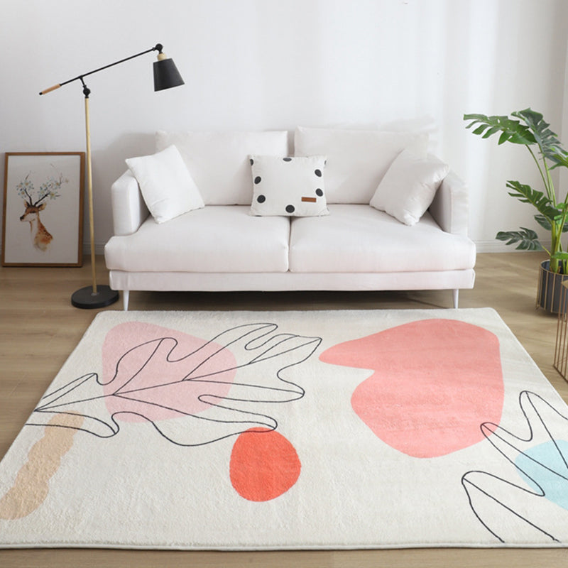 Multi Color Living Room Rug Western Hand Printed Area Carpet Synthetics Non-Slip Backing Pet Friendly Indoor Rug Pink-White Clearhalo 'Area Rug' 'Rug' 2463960