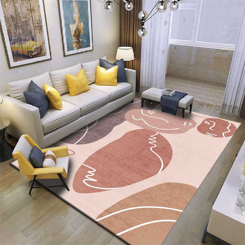 Comfort Hand Printed Rug Multi Colored Synthetics Area Carpet Non-Slip Backing Pet Friendly Indoor Rug for Living Room Pink Clearhalo 'Area Rug' 'Rug' 2463964