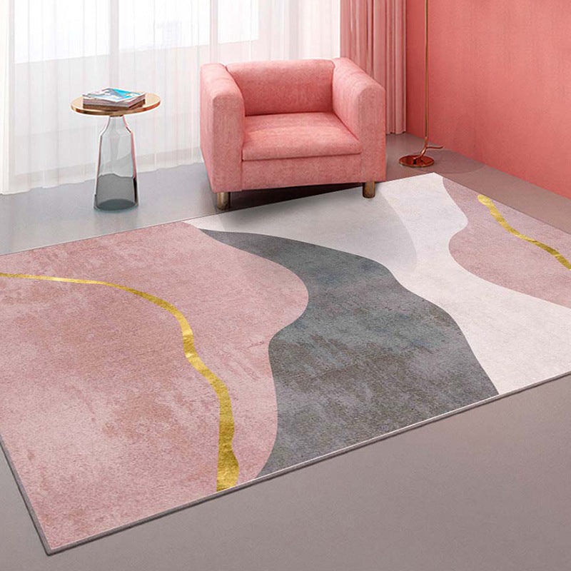 Comfort Hand Printed Rug Multi Colored Synthetics Area Carpet Non-Slip Backing Pet Friendly Indoor Rug for Living Room Gray-Pink Clearhalo 'Area Rug' 'Rug' 2463967