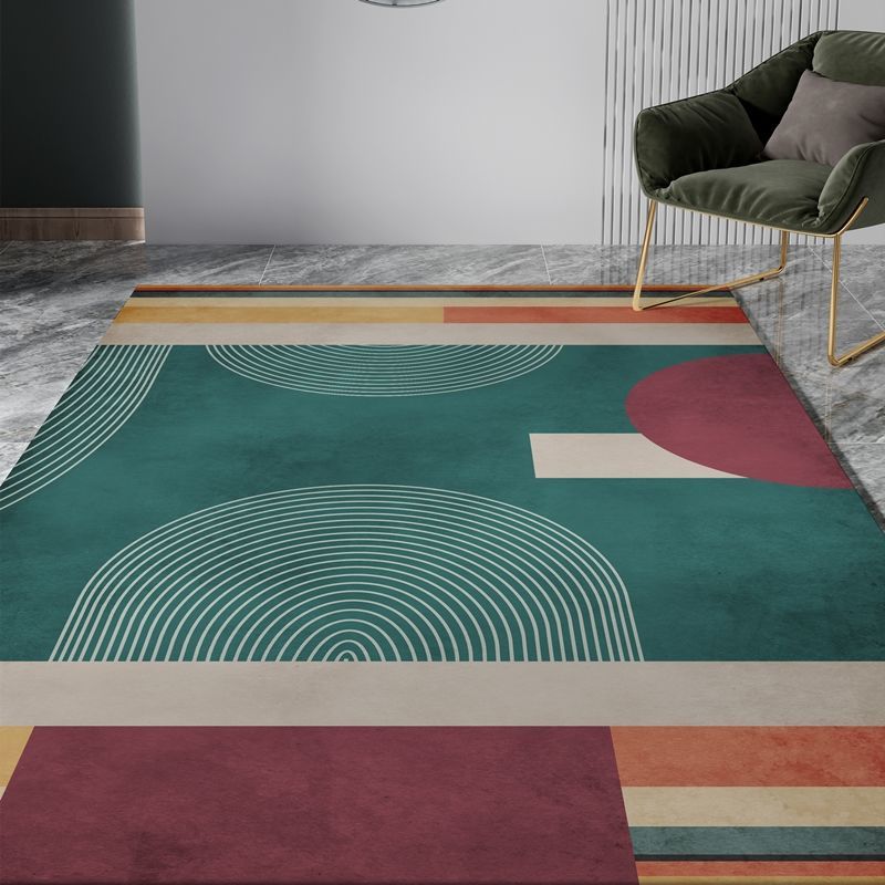 Multi Colored Color Block Rug Polyster Nordic Indoor Rug Anti-Slip Pet Friendly Easy Care Area Carpet for Decoration Green-Red Clearhalo 'Area Rug' 'Rug' 2463975