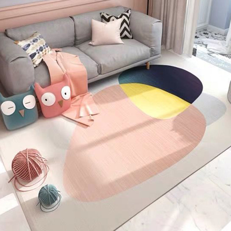 Multi Colored Color Block Rug Polyster Nordic Indoor Rug Anti-Slip Pet Friendly Easy Care Area Carpet for Decoration Nude Pink Clearhalo 'Area Rug' 'Rug' 2463980